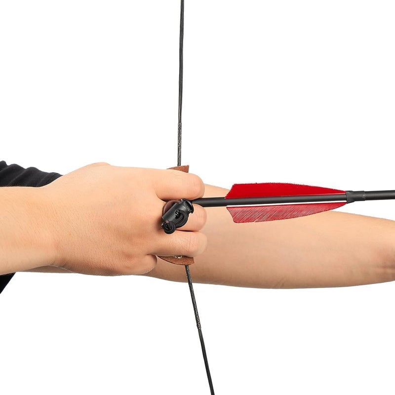 sf. Archery Finger Tab，Leather Finger Guard ，Shooting Tabs Finger Saver Protect Guard Glove ，Adjustable Accessories for Recurve Bow with Right Handed - Image 5
